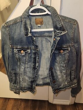 American Eagle Distressed Blue Denim Jacket